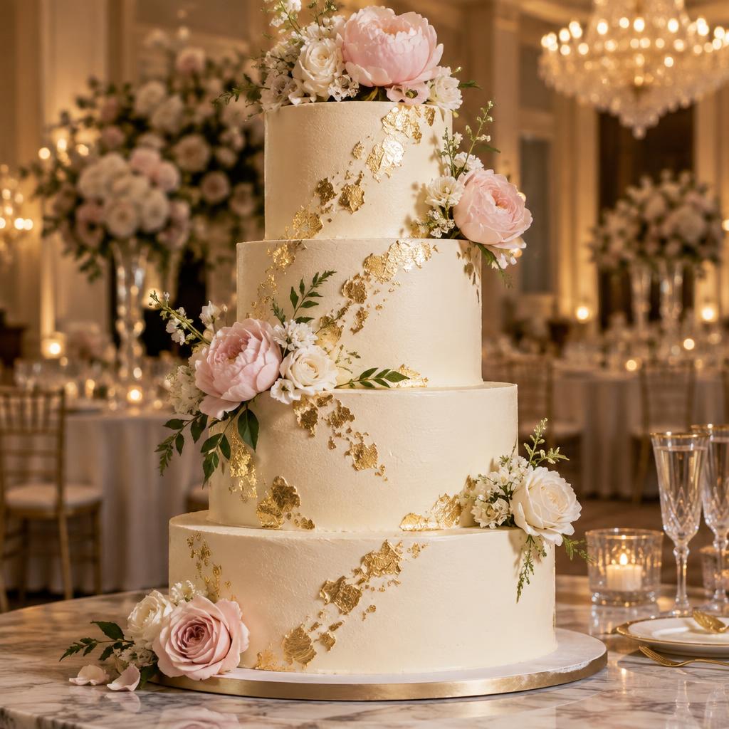 Bolo de noiva elegante decorado com flores delicadas